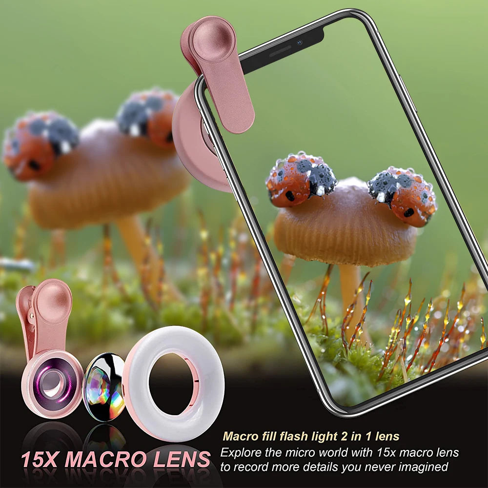 15X Macro Lens Mobile Phone HD Camera Lens With Flash